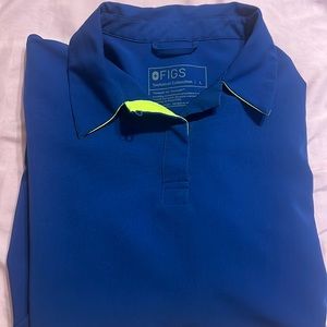 Figs Nala Polo Scrub Top in Electric Blue